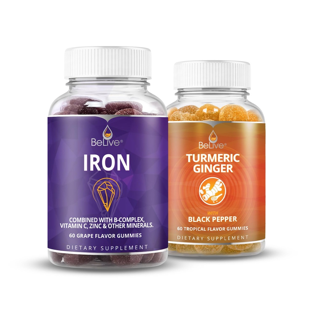 BeLive ijzer en kurkuma voor bloed zuurstof, energie, Immune Support, gezonde huid en mobiliteit ondersteuning