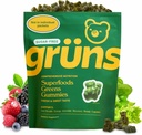 Gruns Adult Sugar-Free Super Greens Gummies - Superfood Gummy Bears met Spirulina, Chlorella, Fiber & Prebiotica voor de spijsvertering gezondheid, Adaptogen Supplement met 20 Vitaminen & Minerals, 2 week aanbod