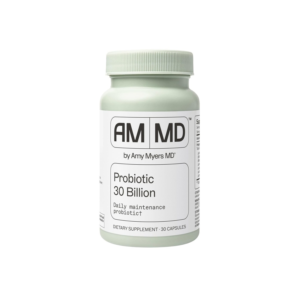 Amy Myers MD Probiotica 30 Miljard CFU - Ondersteunt Digestieve Gezondheid, Gut Microbiome & Immune Functie - 14 Strains - Dairy-Free, Gluten-Free - 30 Capsules (30 Servings)