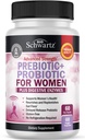 Prebiotica en probiotica voor vrouwen - met Black Cohosh en Red Clover voor Gut, Vaginale en Immune Health Support, Whole Food Digestieve Enzymen Capsules, Lactobacillus Probiotic Supplement, 60 Tellen