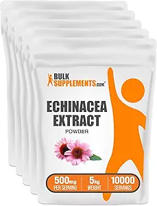 BulkSupplements.com Echinacea Extract Powder - Echinacea Extract, Herbal Supplement for Immune Support - Vegan & Glutenvrij, 500mg per portie, 1kg (2,2 lbs) (pakket van 5)