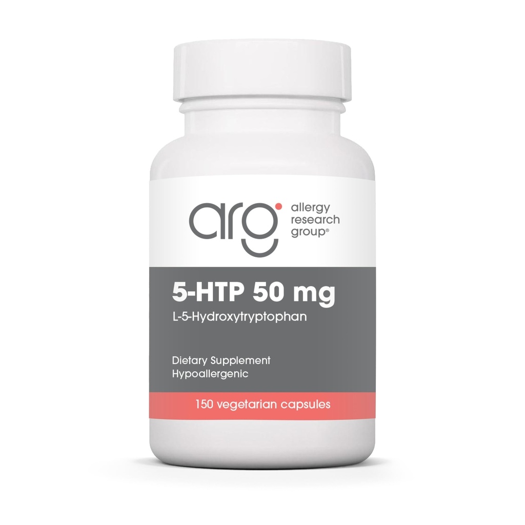 Allergy Research Group 5-HTP 50mg Supplement - serotonine voor mannen en vrouwen, slaapondersteuning, L-5-Hydroxytryptofaan, Pure, Vegetarische Capsules - 150 Tel.