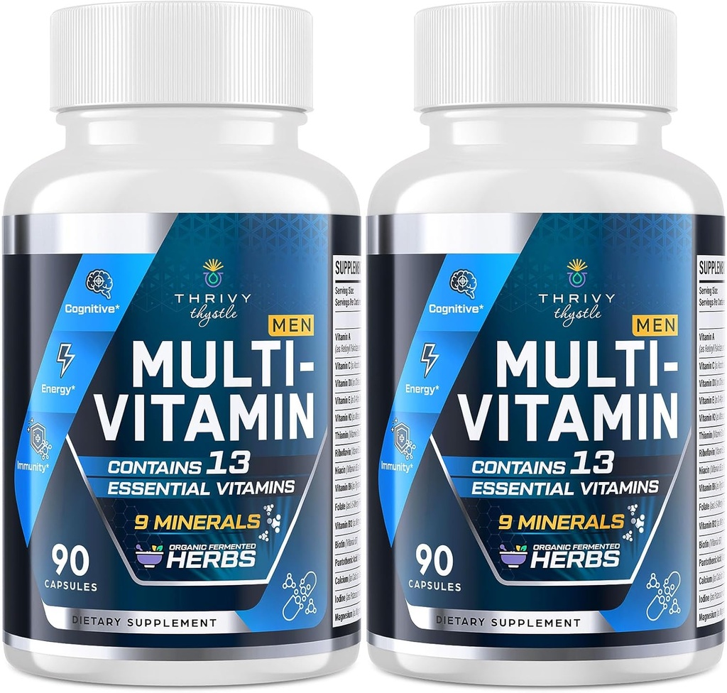 Mannen Multivitaminen 50 Plus - Dagelijkse Multivitamine voor mannen met gefermenteerde kruidenextracten & 43 Nutriënten - Heren Vitaminen Ondersteunt Geheugen & Hersenen, Energie, Bot Gezondheid (2 Pack)