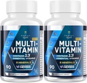 Mannen Multivitaminen 50 Plus - Dagelijkse Multivitamine voor mannen met gefermenteerde kruidenextracten & 43 Nutriënten - Heren Vitaminen Ondersteunt Geheugen & Hersenen, Energie, Bot Gezondheid (2 Pack)