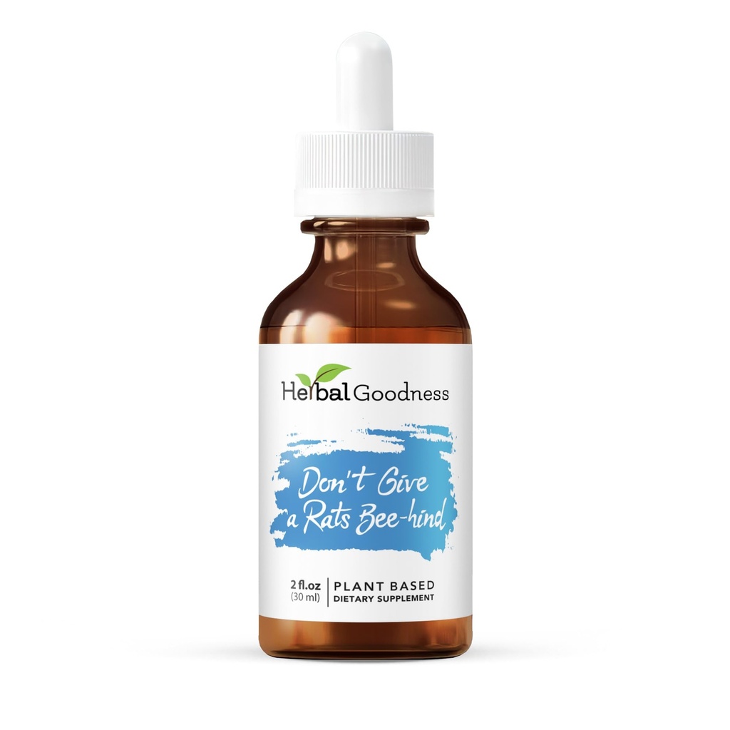Herbal Goodness Don't Give a Rats Bee-hind - 2 Fl.oz - Kalmte Aid, Herbal Supplement, Kava druppels, kamille supplement, citroenbalsem 