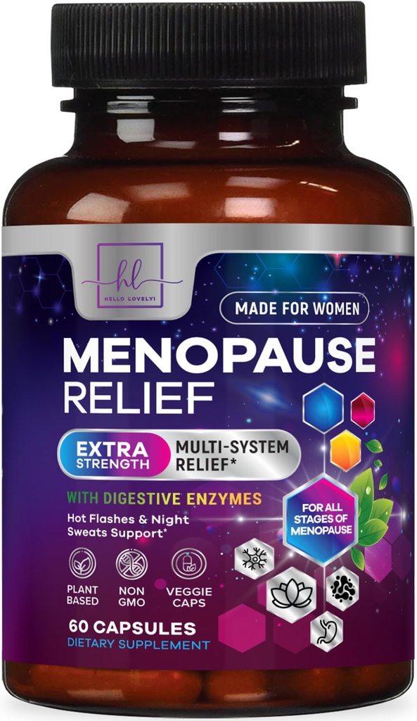 Menopauze supplementen voor vrouwen met Dong Quai, Chaste Berry, Black Cohosh, 8 miljard CFU Probiotica - Hot Flash Night Sweats & Menopauze Relief Probiotic voor Vaginale, Digestieve Gezondheid - 60 Capsules