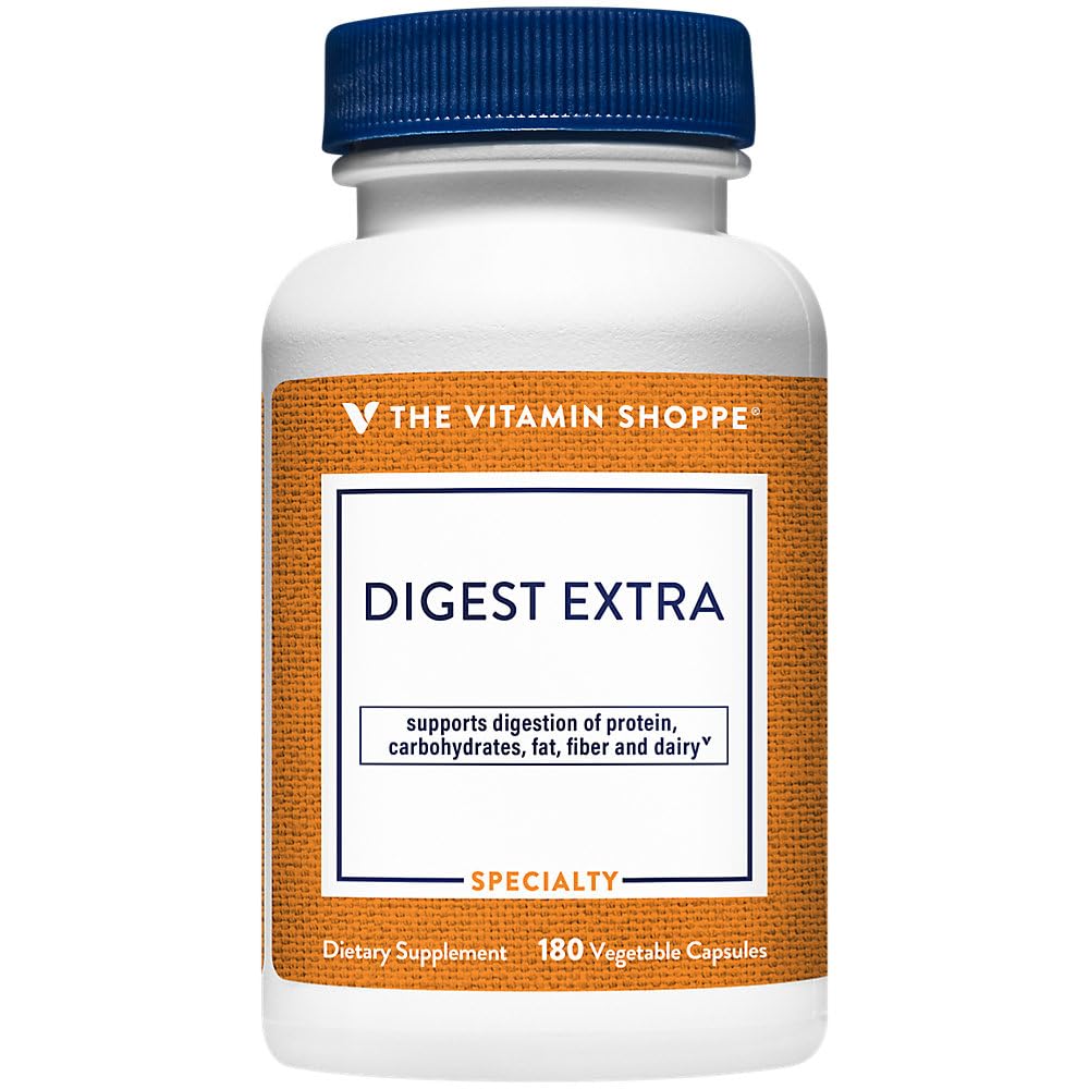De vitamine Shoppe Digestieve enzymen- Uitgebreide formule voor vetten, koolhydraten en eiwitdigestie - Aids Gluten en zuivel afbraak en ondersteunt Nutriënt Absorptie (180 plantaardige capsules)