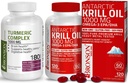 Bronson Turmeric Curcumin met BioPerine High Potency Premium Joint Support + Bronson Antarctic Krill Oil 1000 mg met Omega-3s EPA, DHA