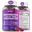 Resveratrol Supplement 1500mg - Resveratrol Gummies Ondersteunt NAD+, NMN & NMNH Synergy, met quercetine, druivenzaad, acai bessen Extracten voor antioxidant, gezonde veroudering & langlevendheid, huid, hersenen - 2PCs
