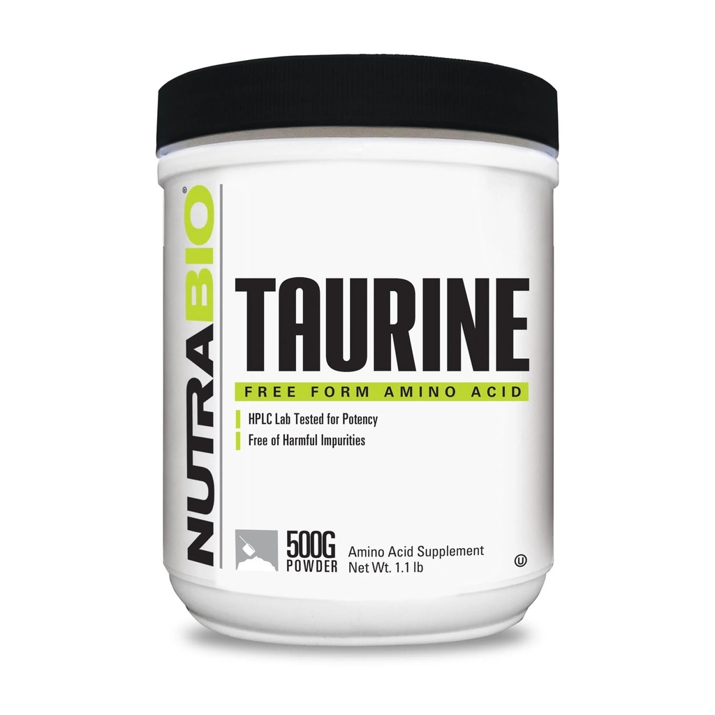 NutraBio Taurine Powder 500g | Pure Free-Form L-Taurine Amino Acid Supplement | Supports Cellular Health, Energy, and Wellness | Non-GMO, USP Grade