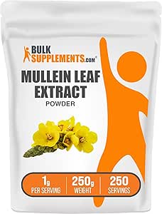 BulkSupplements.com Mullein Leaf Extract - Verbascum Thapsus, Mullein Supplement - Kruidensupplement voor Immune Ondersteuning - Glutenvrij, 1g per portie, 250g (8.8 oz) (pakket van 1)