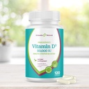 Vitamine D3 50.000 IE 125 mcg capsules - 120 Organische Wekelijkse Supplementen, Non-GMO Glutenvrije Pillen, voor Sterke Bonen, Tanden, Immuun Ondersteuning - Made in USA