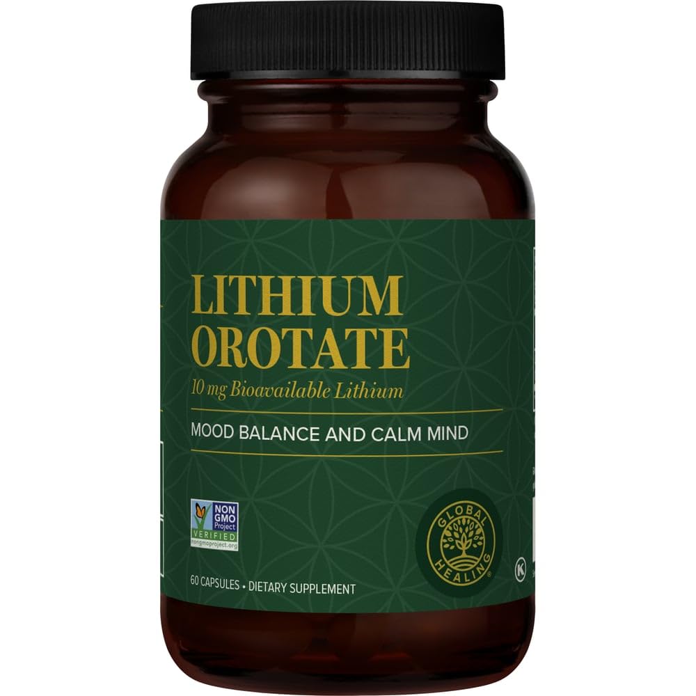 Global Healing Center - Lithium Orotate 10mg - Non-GMO, Glutenvrij, Vegan Friendly Brain Health Lithium Supplement voor ondersteuning van goed, functie en duidelijkheid (60 capsules)