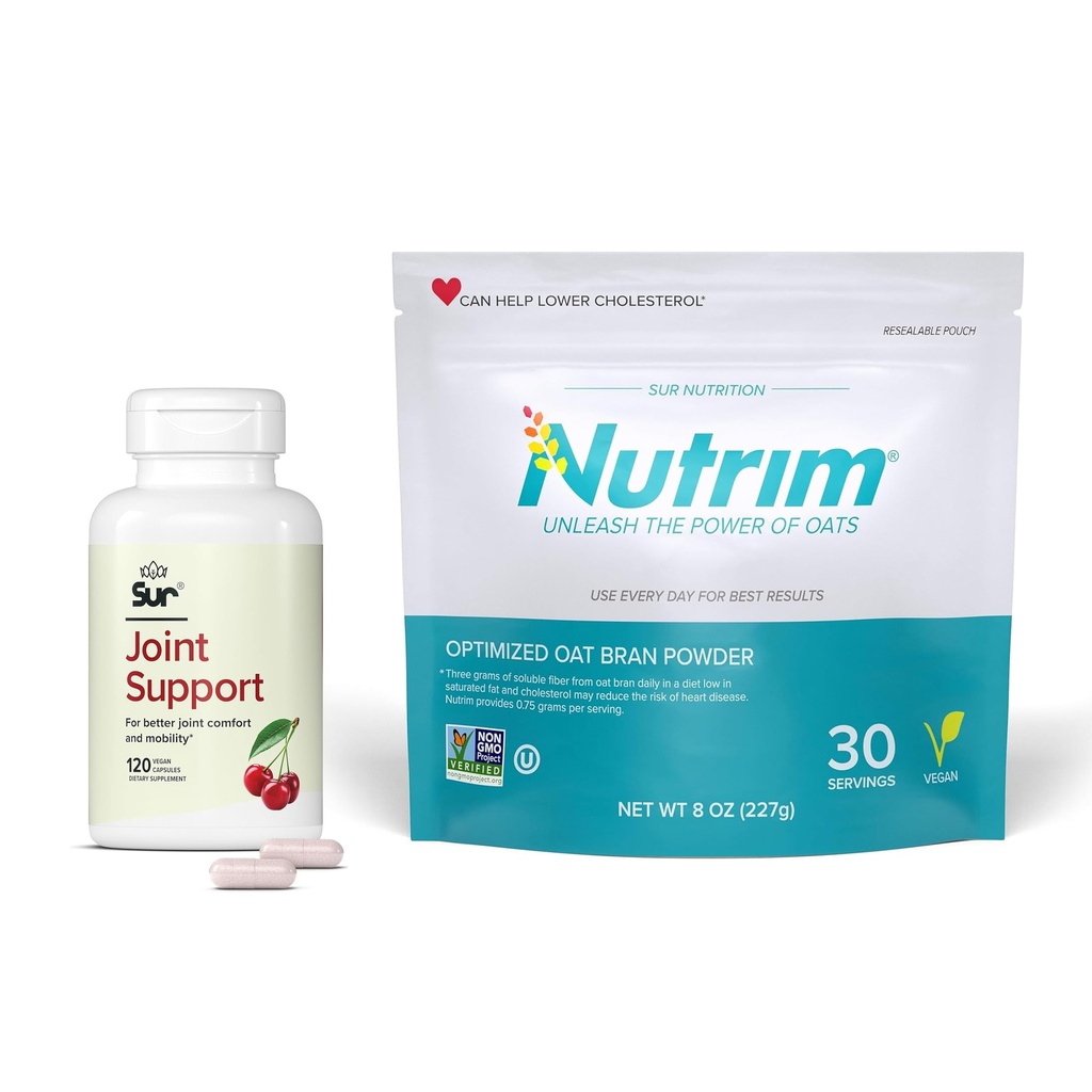 Sur Nutrim Haver Bran Poeder met 750 mg Beta Glucon per Serving gezamenlijke ondersteuning FruitX-B Tart Cherry Capsules bundel
