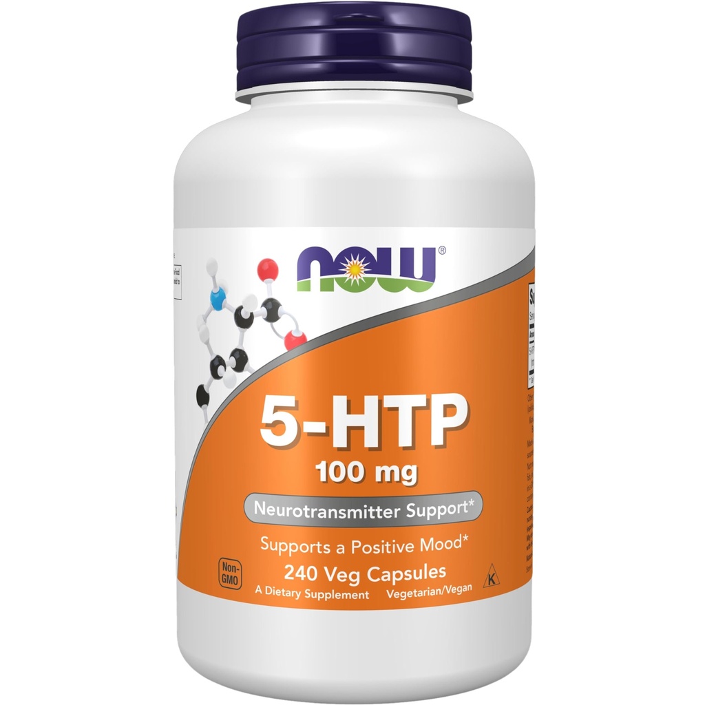 NOW Foods Supplements, 5-HTP (5-hydroxytryptofaan) 100 mg, Neurotransmitter Ondersteuning*, 240 Veg Capsules