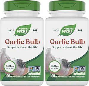 Nature's Way Knoflook bol, ondersteunt de gezondheid van het hart*, 100 Vegan Capsules (verpakking van 2)