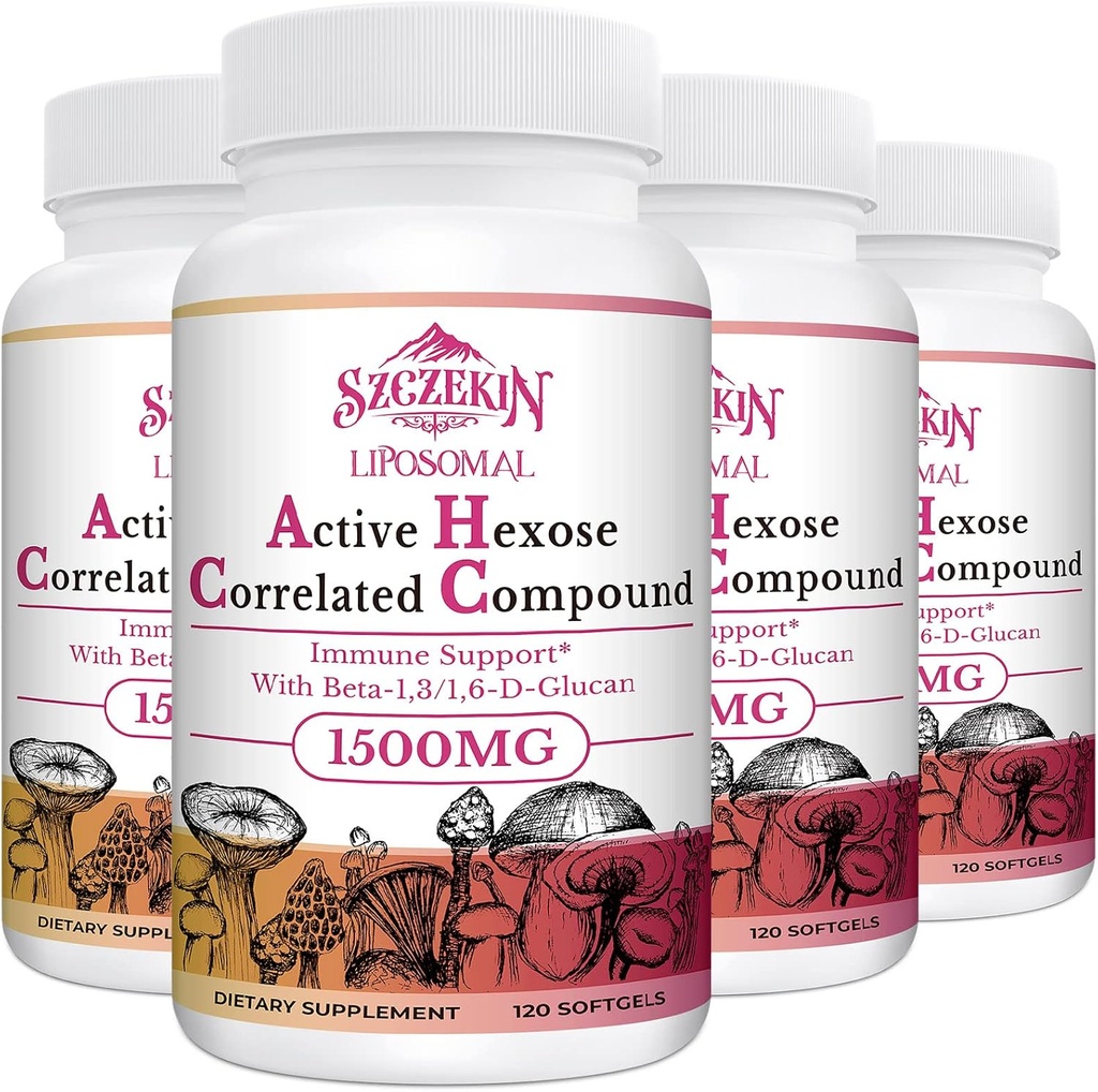 1500 mg Liposomal Active Hexose Correlated Supplement,480 Zachte Gels Beta-Glucans met Natuurlijke Paddestoel Extract, Immuunstelsel, Leverfunctie, Onderhoud T-Cell & Killer Cell Activity