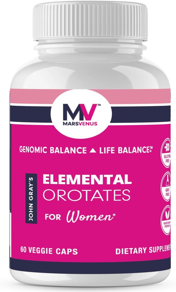 MARS VENUS Supplement met Lithium Orotate Ashwagandha Saffron Berberine Rhodiola Bacopa Fulvic Minerals - Elemental Orotates Capsules voor vrouwen - 60 Tel.