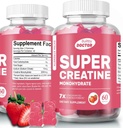 Super Creatine Monohydraat Gummy's voor mannen en vrouwen, Suikervrij, 30 porties, 5 gram Creatine per portie, Veganistisch, Glutenvrij, Bodybuilding Recovery Supplement om spiergrootte en sterkte te verhogen