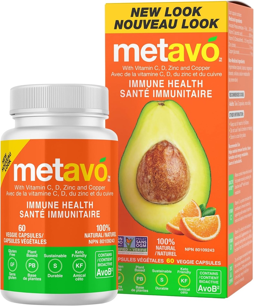 Metavo Immune Health - Natural Immune Support Supplement, essentiële zinksupplementen voor mannen en vrouwen verrijkt met vitamine C, D & Copper, 60 Vegan Capsules, 30 porties