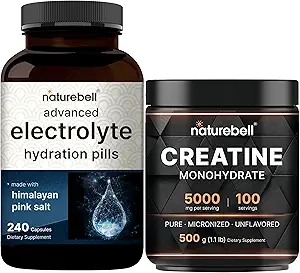 NatureBell Createine Monohydrate Powder & & & Advanced Electrolyte Hydration Pills Bundle Pack 