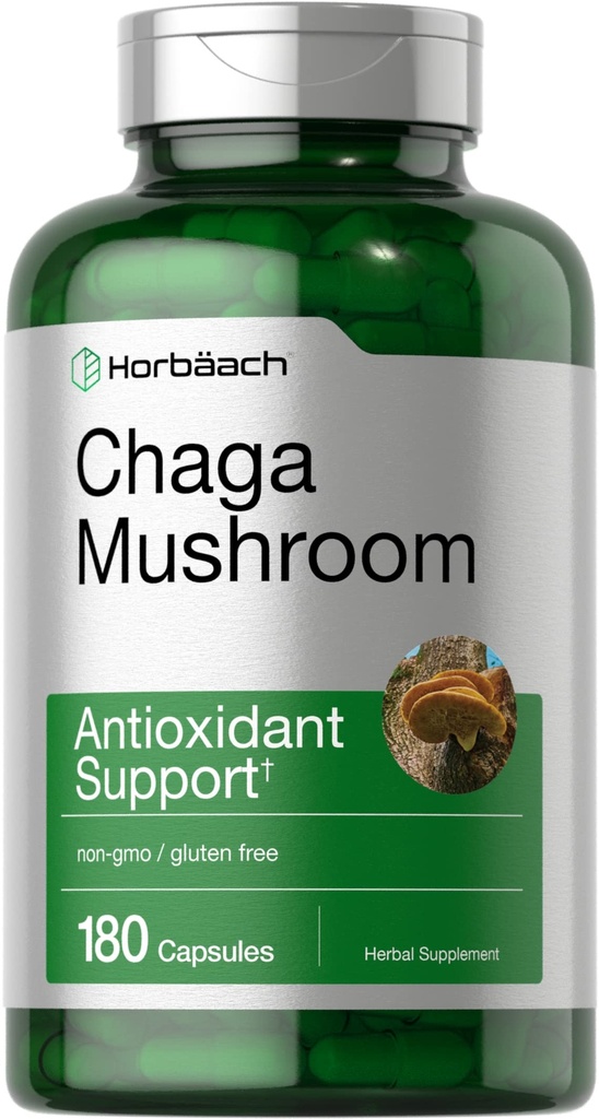 Horbäach Chaga Paddo Capsules 180 Aantal Niet-GMO en Glutenvrij Supplement