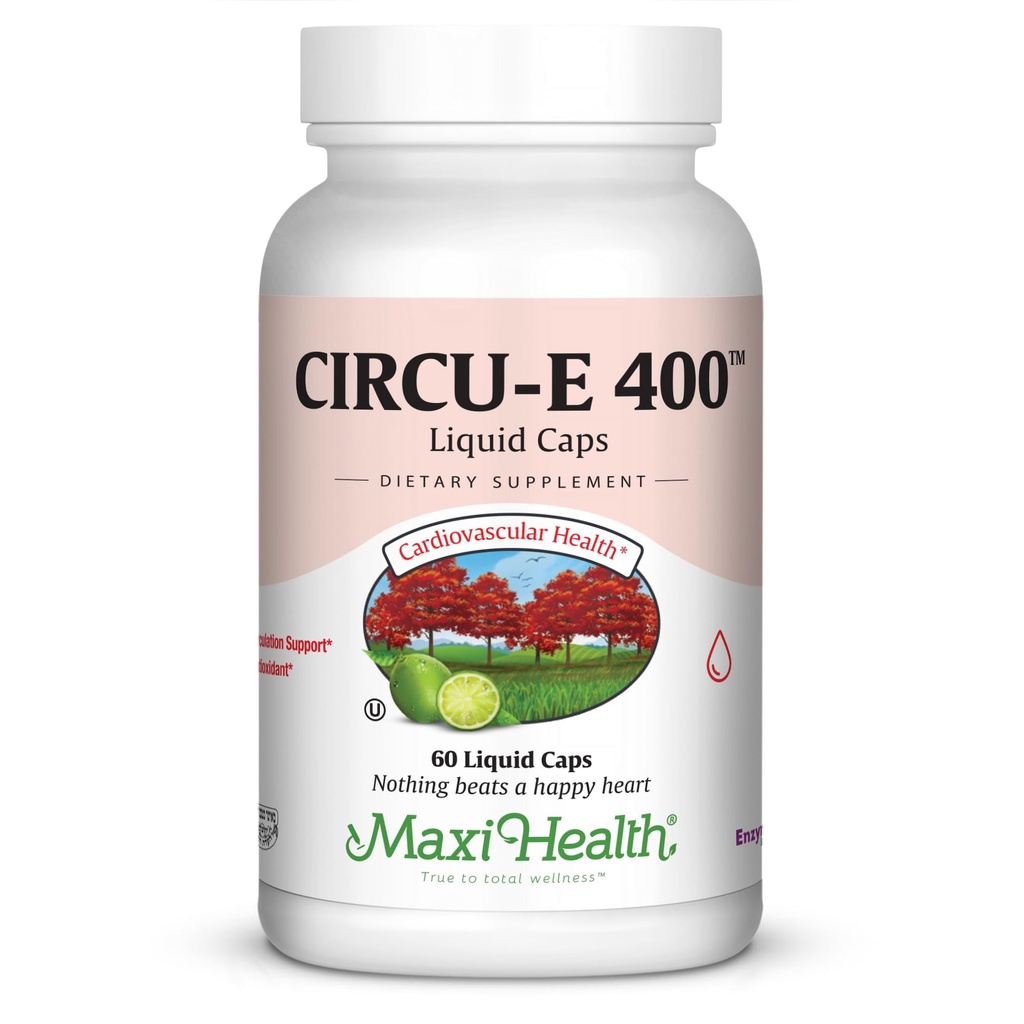 Maxi Health Circu-E 400 IE - Natuurlijke Vitamine E - Ondersteuning van het lichaamsbeschermingssysteem - 60 capsules - Kosher