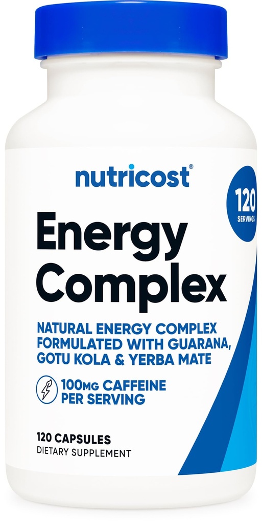 Nutricost Natural Energy Pillen Complex 120 Capsules, 100mg Cafeïne - Glutenvrij - Non-GMO