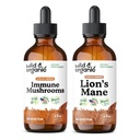 Wild & Organic Immune Mushroom Tinctuur 4 fl oz & Lion's Mane Tinctuur 4 fl oz