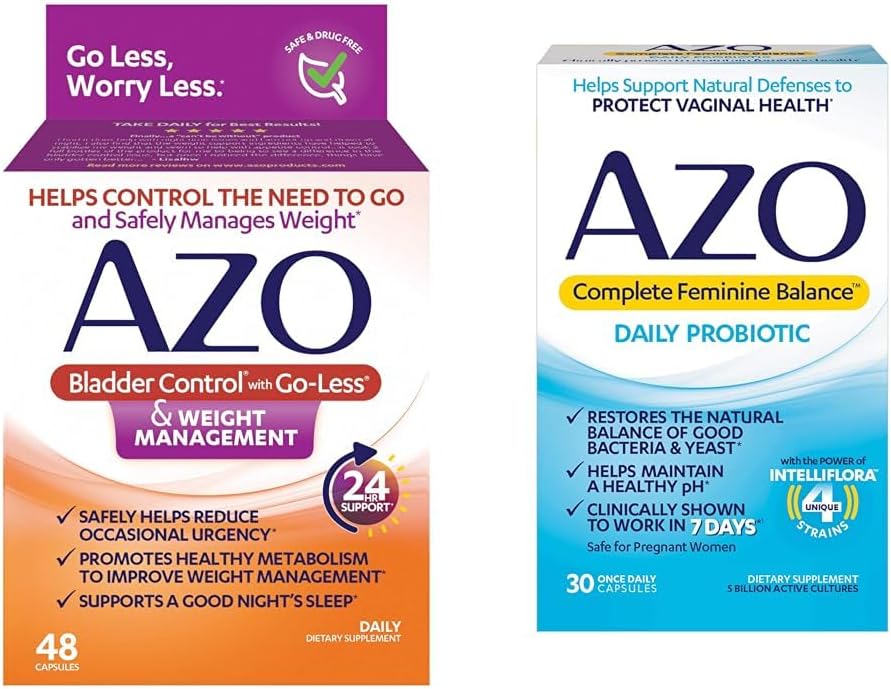 AZO Blaascontrole met Go-Less® & Weight Management Dieetsupplement & Complete Vrouwelijke Balance Dagelijkse Probiotica voor vrouwen, klinisch bewezen om te helpen beschermen