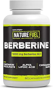 Gezonde Delights Nature Fuel Berberine Capsules, Berberine Supplement, met Berberine HCl, Chroom Picolinaat, Alpha Lipoic Acid, en Kaneel Bark, 60 Tellen, 30 Servers