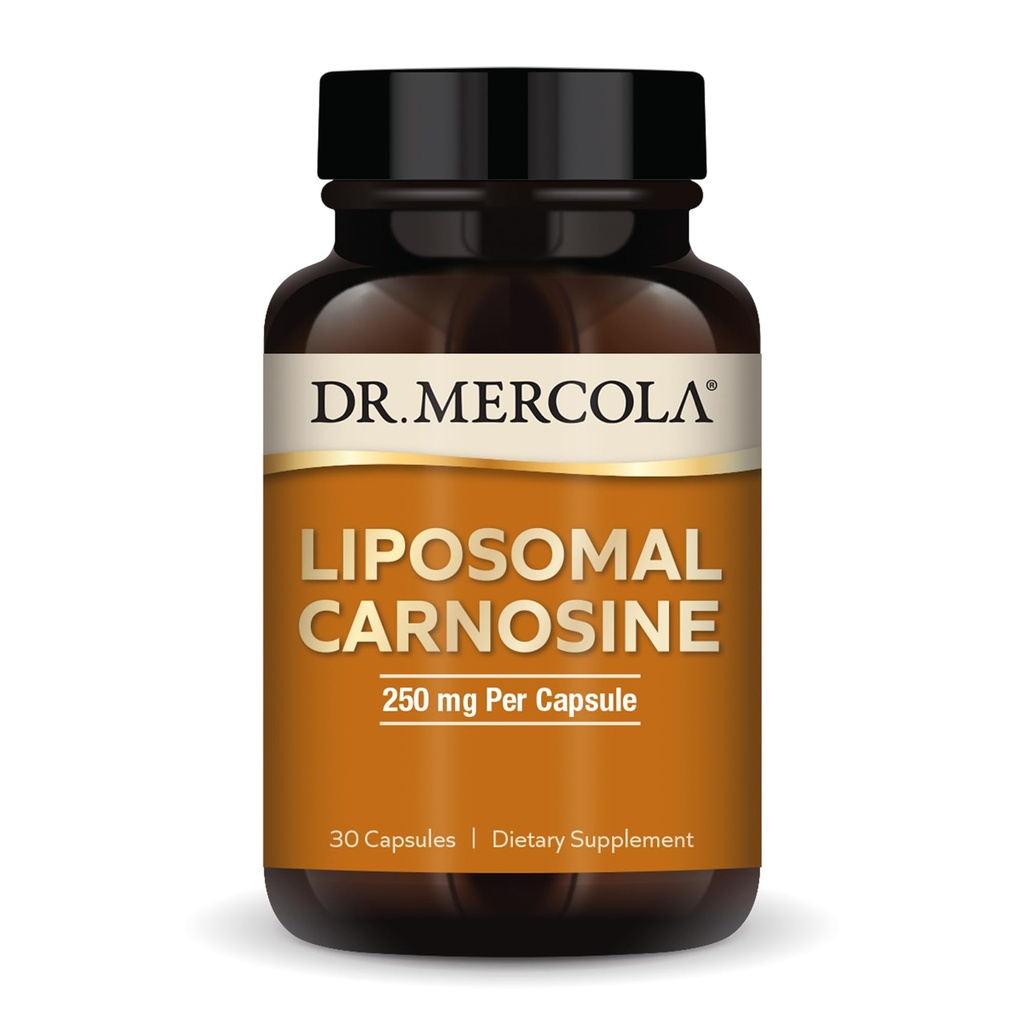 Dr. Mercola Liposomale Carnosine, 250 mg per capsule, 30 porties (30 capsules), Dieetsupplement, Ondersteunt Metabole Gezondheid, Niet GGO