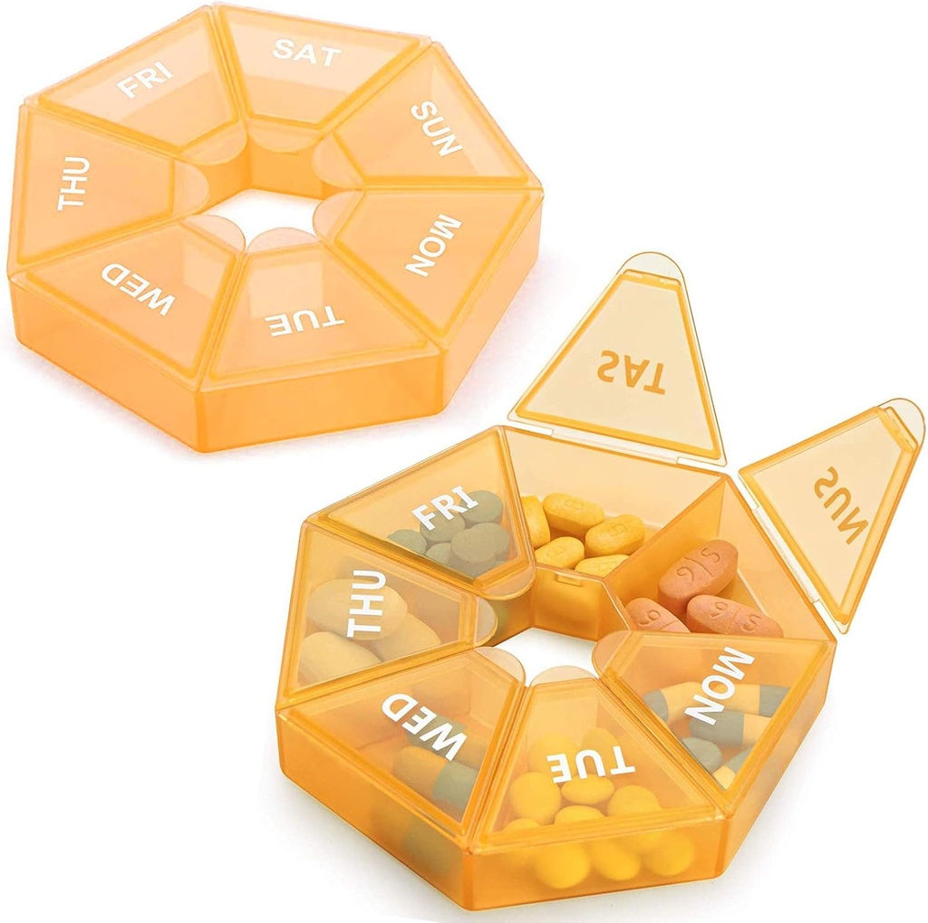 2PCS Weekly Pill Organizer Large 7 Day Pill Box Organizer Daily Medicine Case for Vitamin Fish Oil Pills Supplements Arthritis Friendly