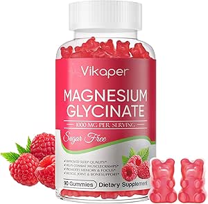 Magnesium Glycinate Gummies Suikervrij, Magnesium Kaliumsupplement met vitamine D3,B6 te slapen, Stress,Muscle Relief,Nerve Health Ondersteuning voor volwassenen,180 Raspberry Flavor Gummy