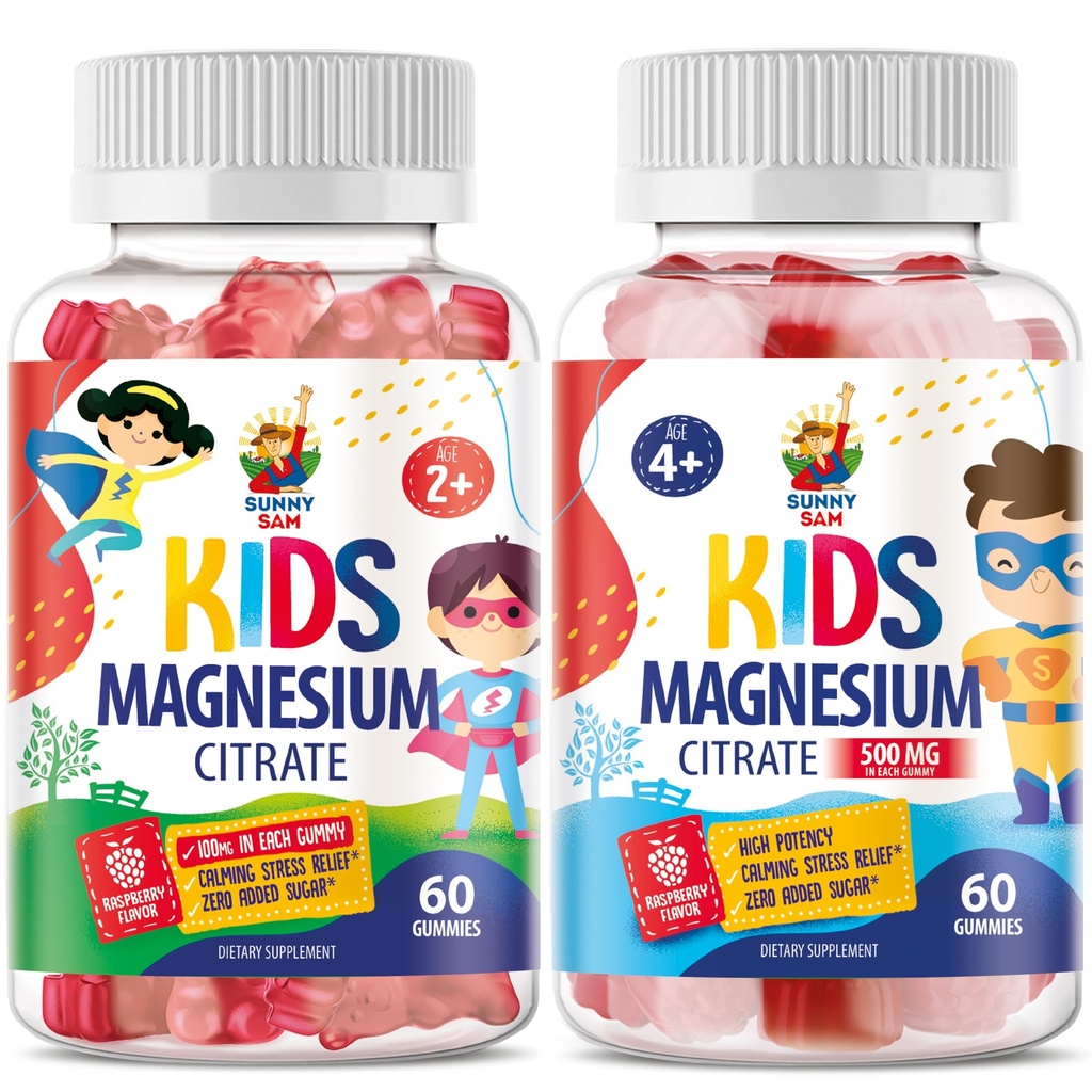 Magnesium Gummies voor kinderen en volwassenen - Kalm Magnesium Kauwen - Magnesium Citrate Kauwbare Supplement voor Mood & Muscle Support