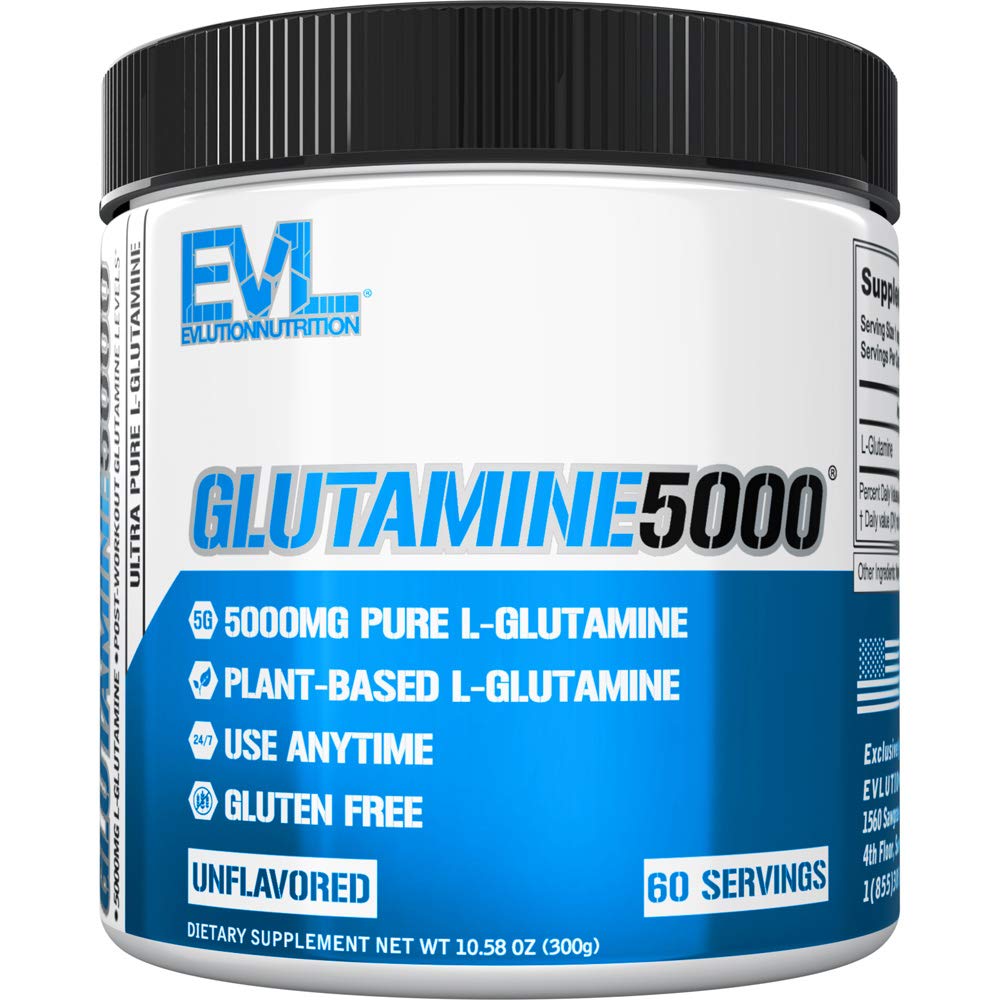 Pure Vegan L-Glutamine Powder Supplement - Evlutie Voeding Nitric Oxide Booster 5g L Glutamine Supplement voor Post Workout Herstel Verbeterde Pumps Gut Health Energie en Immuniteit - Ongearomatiseerd