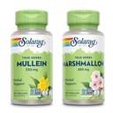 SOLARAY Mullein Leaf 330 mg and Marshmallow Root 480 mg - Wellness Bundle - Herbs High in Mucilage Oplosbare vezel voor verzachtende ondersteuning - Veganistisch, niet-GMO, Lab geverifieerd, 60-dagen garantie, 200/100 VegCaps