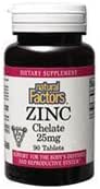 Natuurlijke factoren - Zinkchelaat 25mg, Ondersteuning voor gezonde huid en immuunfunctie, 90 tabletten