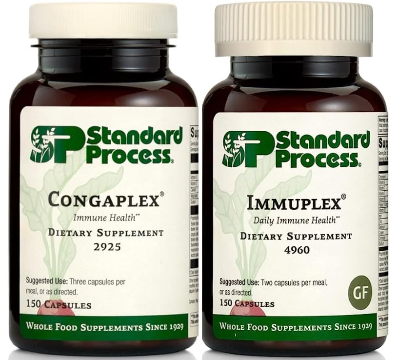 Standaard proces Immuunondersteuningsbundel - Immuplex & Congaplex Supplement Set - Dieetsupplementen voor Immuunsysteemgezondheidsondersteuning - Glutenvrije supplementen met Ribonucleïnezuur & Vitamine C