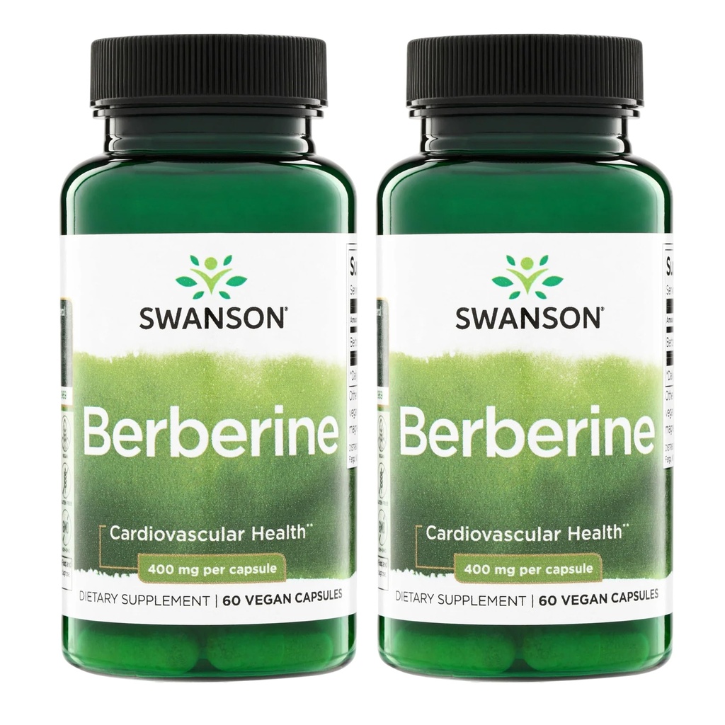 Swanson Berberine - Gestandaardiseerde 97% Berberine HCl- 400 mg Elke - 60 capsules 2 flessen