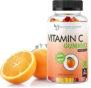 Vitamin C Gummies for Adults and Kids - 80mg Vit C Per Serving as Ascorbic Acid - Pectin Based Gummy Immune Support with No High Fructose Corn Syrup, Gluten or Artificial Sweeteners - 60 Gummies