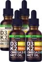 NUSAVA Unflavored D3 K2 Liquid Drops and Vanilla Flavored D3 K2 Liquid Drops Bundle - Krachtige Liquid Vitamins for Heart, Joint, Bot, Muscle, & Immune Support - Non-GMO, Gluten-Free, 2pk Elke
