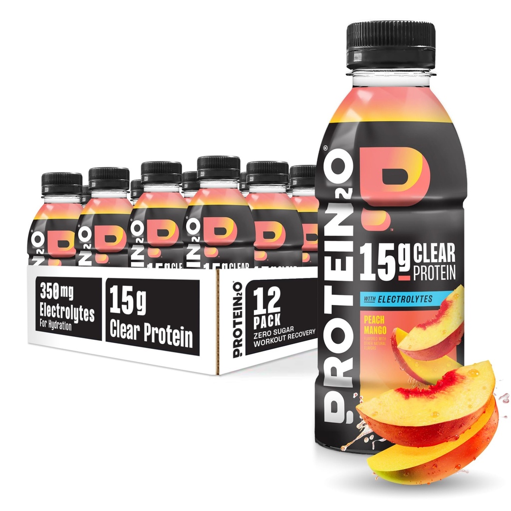 Protein2o 15g Whey Protein Infused Water, Peach Mango, 16.9 Oz Bottle (Pack of 12)