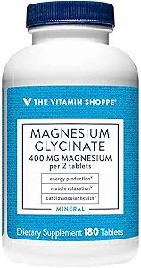 De vitamine Shoppe Magnesium Glycinate 400MG - High-Absorptie Formule ter ondersteuning van energieproductie, bevordering van spierontspanning, en verbetering van de gezondheid van het hart voor de algehele welzijn (180 tabletten)