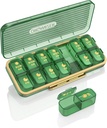 Pillen Organizer 2 keer per dag, 7 dagen Am Pm Pill Box - Acedada Weekly pil Organizer met aparte container, draagbare dagelijkse geneeskunde planner dispenser geval voor vitamine, visolie, supplementen, groen