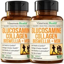 Glucosamine Chondroitin MSM met Gehydrolyseerde Collageen Peptiden - Gezamenlijke Ondersteuning Supplement met Quercetin, Bromelain & Boswellia Extract - Collageen pillen voor haarhuid Nails - FSA in aanmerking komende 2 Pack