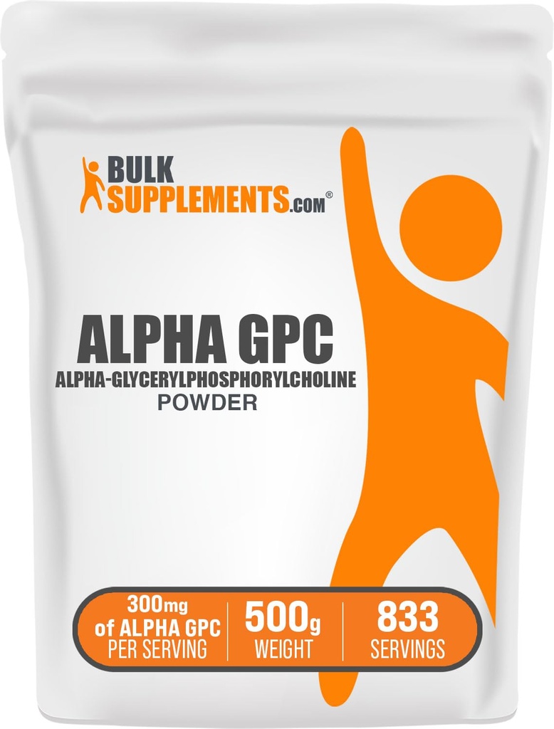 BulkSupplements.com Alpha GPC Powder - Choline Supplements, Alpha GPC 300mg - Unflavored & Gluten Free, 600mg per portie, 500g (1.1 lbs) (pack of 1)