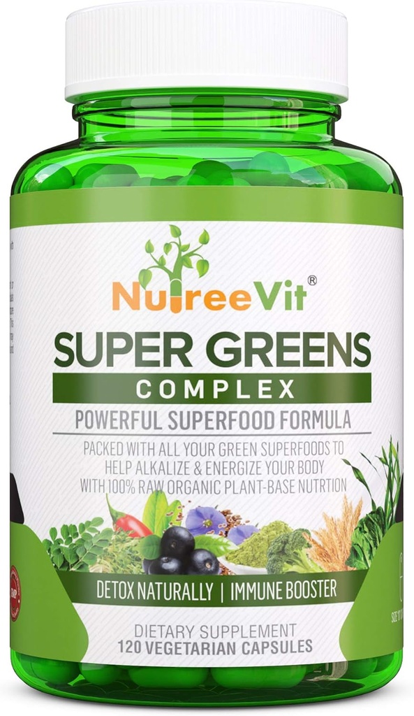 SuperGreens - Spirulina, Chlorella, Tarwegras + Meer - Nutrient-Packed Green Blend