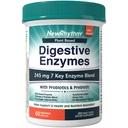 NewRhythm Digestive Enzymes 245 mg, met Probiotica en Prebiotica op basis van planten, 7 belangrijke enzymen, spijsvertering, Nutriënt Absorptie, Protease Amylase & Lipase, 60 Vegan Capsules