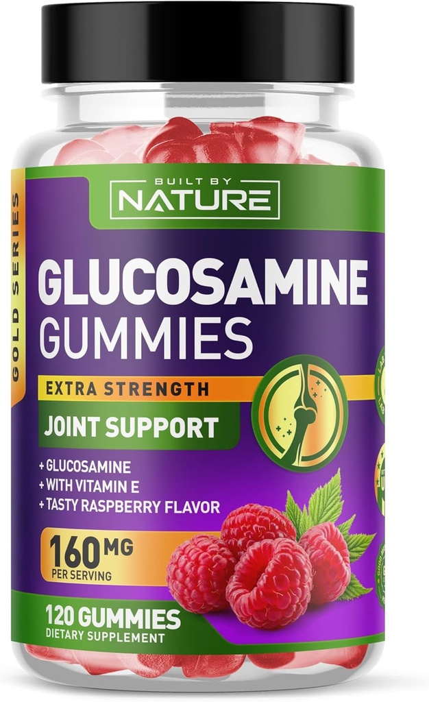 Glucosamine Gummies met Vitamine E - Geavanceerde gezamenlijke ondersteuning Gummy Supplement, Hoge Potency Antioxidant, Comfort voor rug, knieën, handen - 120 Gummies